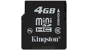 4103: Kingston announces introduction of a 4GB miniSDHC card